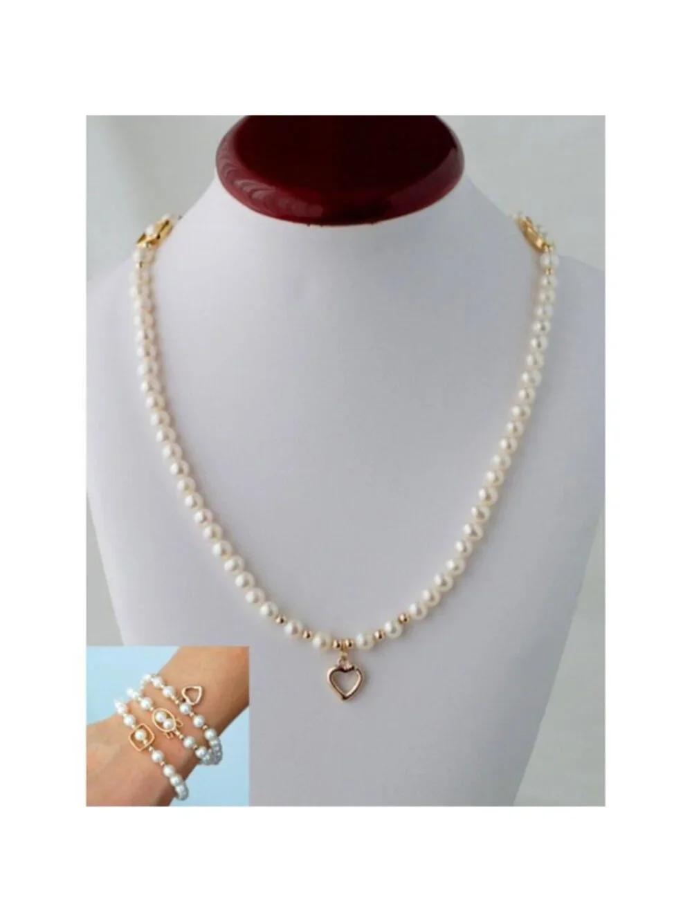 2 in 1 White Freshwater Pearl Necklace Bracelet